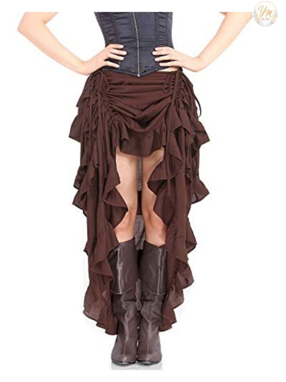 Steampunk High-Low Skirt Women's Costume Skirt Ruffled Rayon